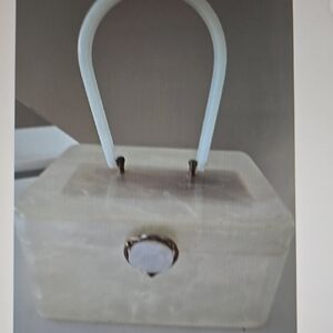 Vtg Wilardy 1940s-50s White Pearlized Lucite Rectangular Handbag Mid Century